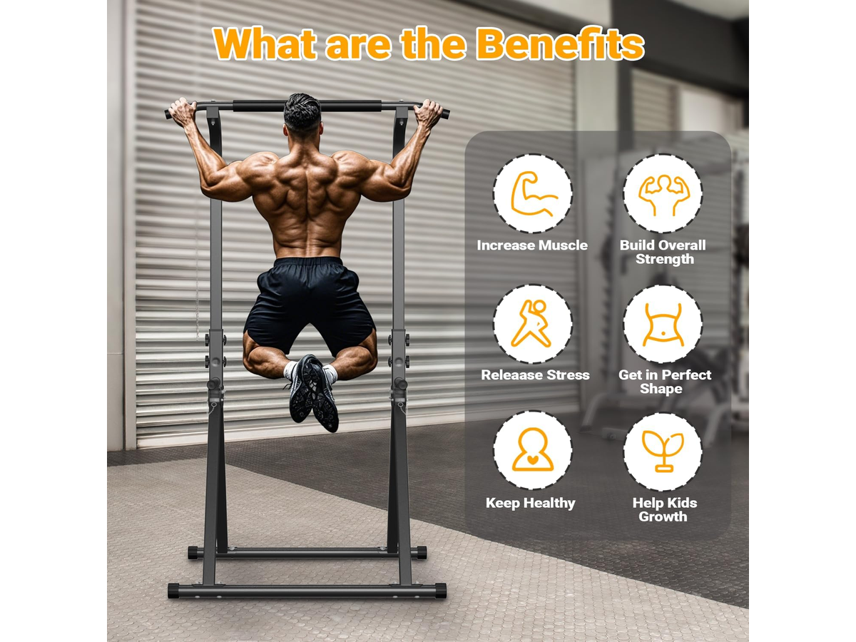 Power Tower Pull Up Bar Dip Station Bench Foldable