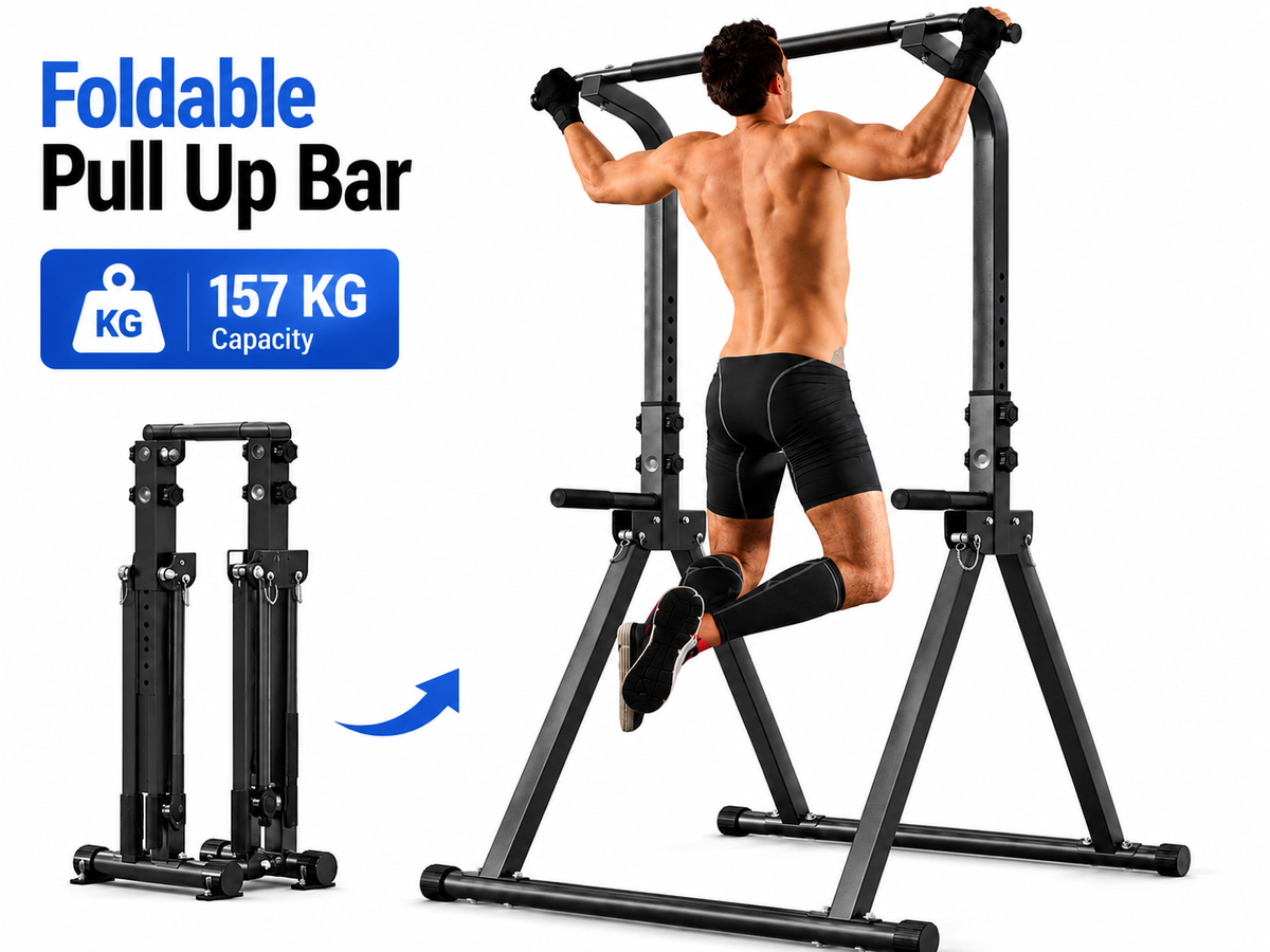 Power Tower Pull Up Bar Dip Station Bench Foldable