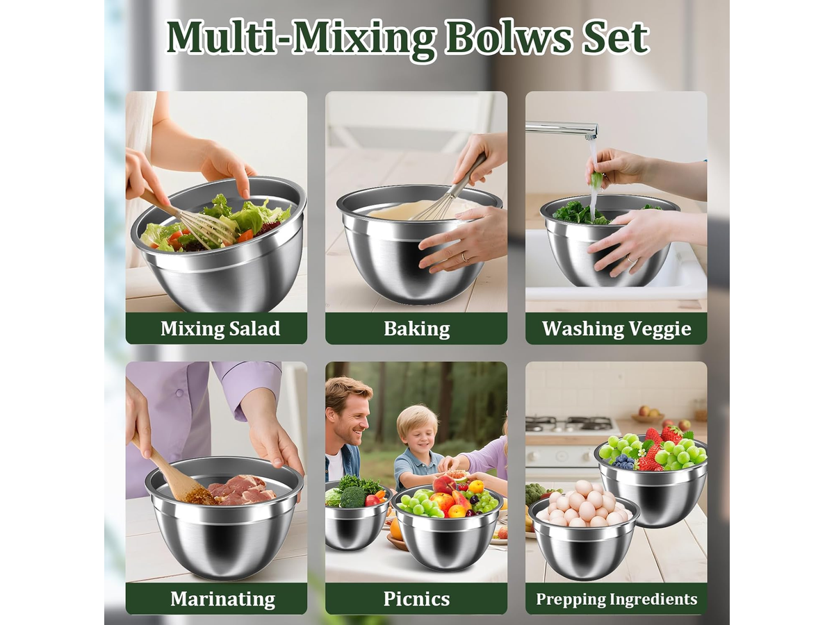Stainless Steel Mixing Bowls with Lids Set