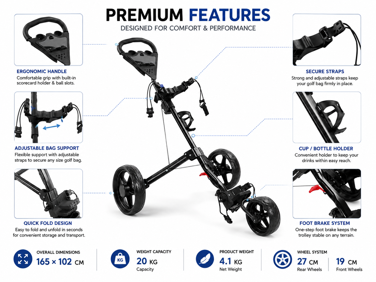 Wheel Golf Trundler Folding Golf Trolley