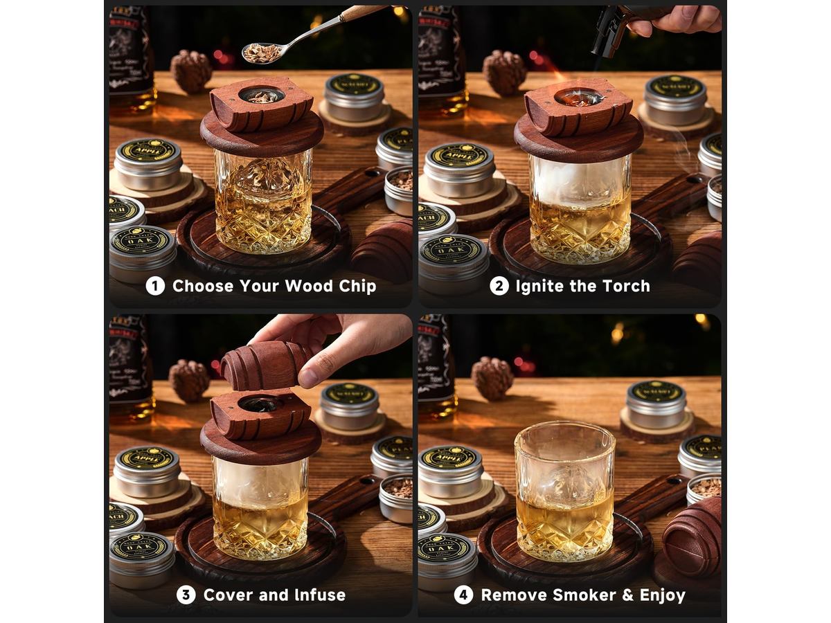 Whiskey Smoker Kit with Torch 6 Wood Chips