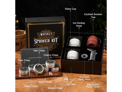 Whiskey Smoker Kit with Torch 6 Wood Chips