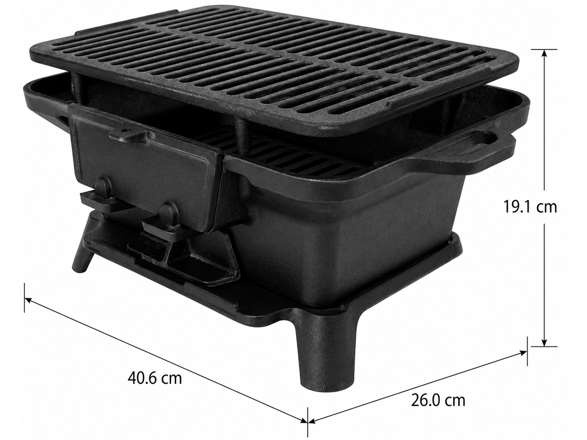 Hibachi Style Cast Iron Charcoal BBQ Grill