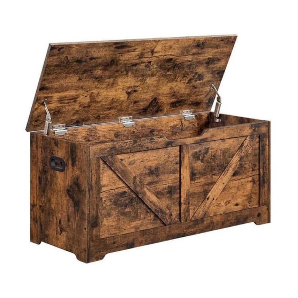 Rustic brown storage bench