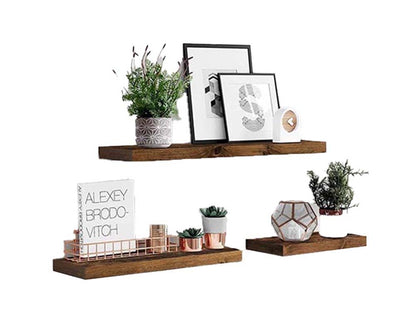 Decorative floating shelf in living room