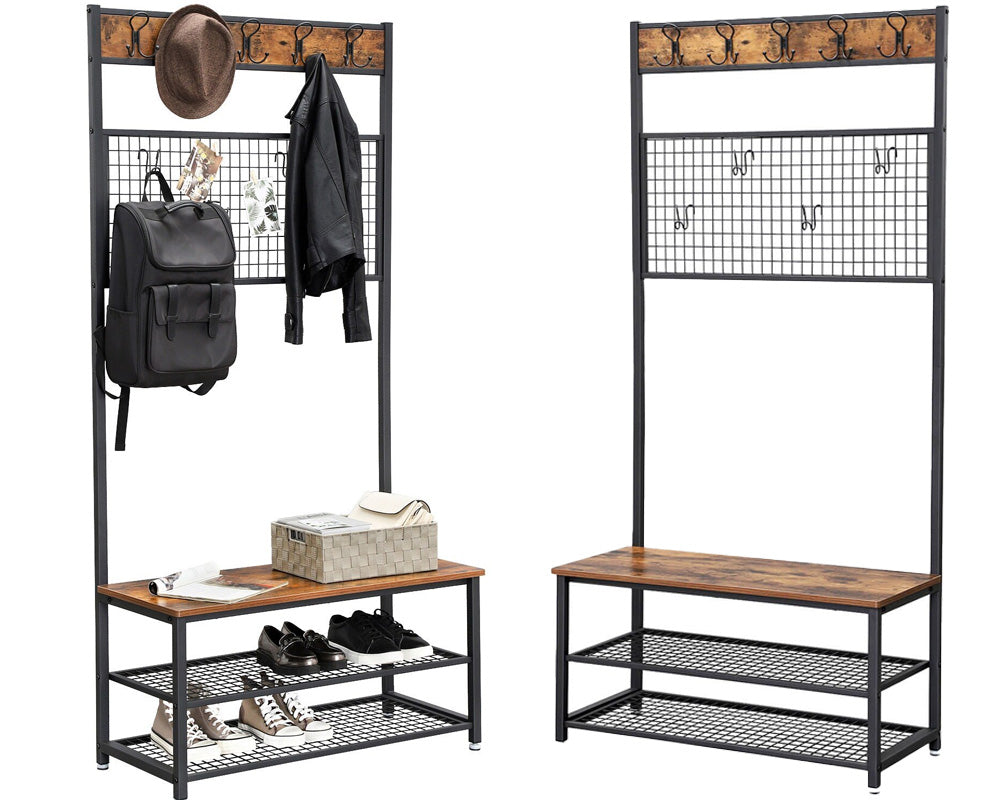 hall tree with shoe shelves