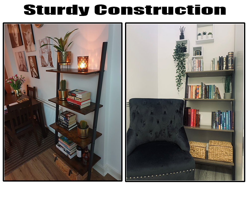 Leaning Wall Bookcase Rustic Brown Wood Plant Stand