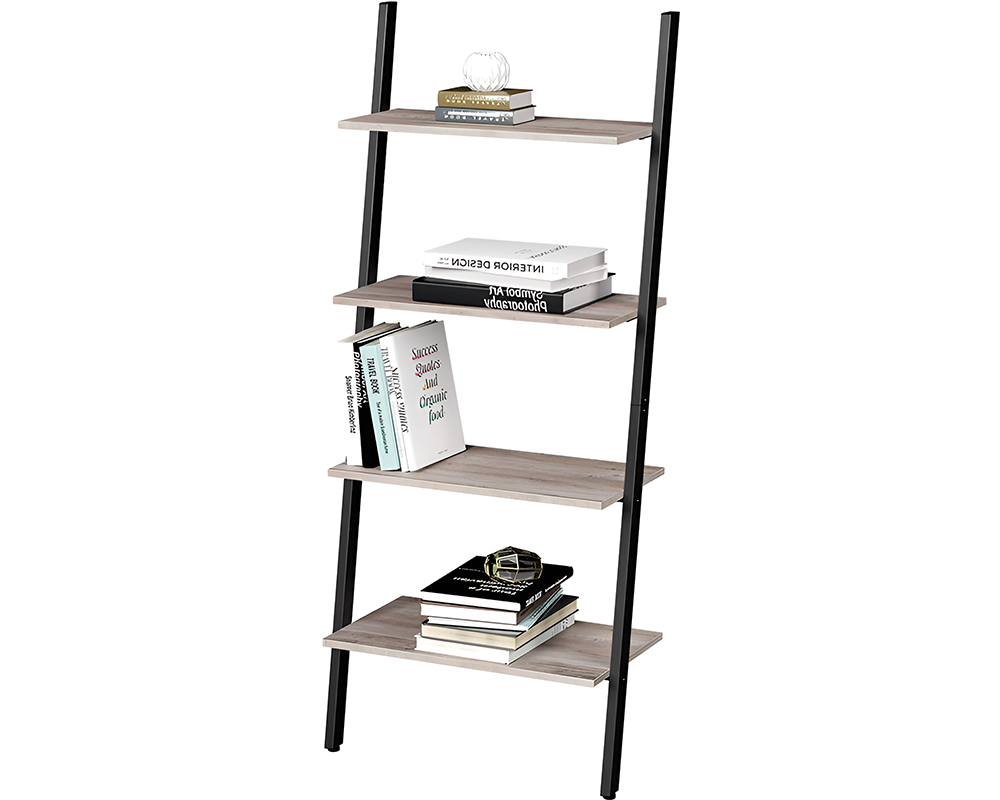 Leaning Wall Bookcase Rustic Brown Wood Plant Stand