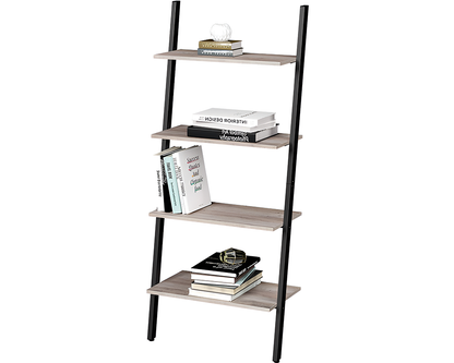 Leaning Wall Bookcase Rustic Brown Wood Plant Stand