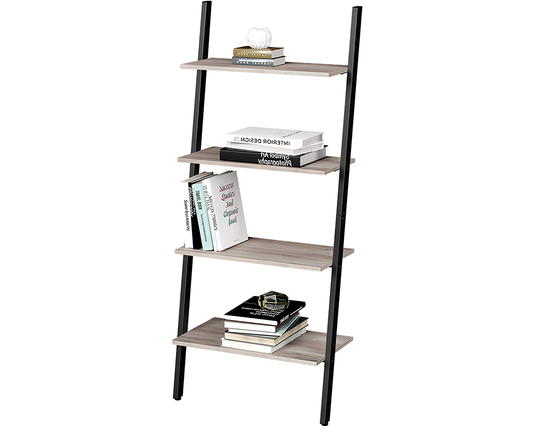 Leaning Wall Bookcase Rustic Brown Wood Plant Stand