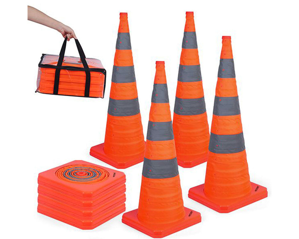 Traffic cone with reflective strips