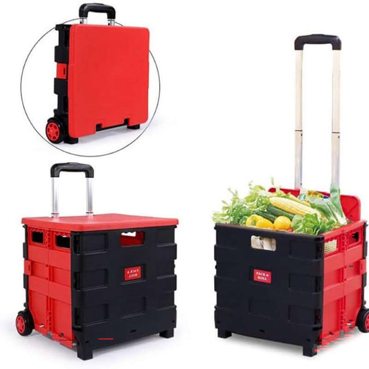 Foldable shopping trolley cart red