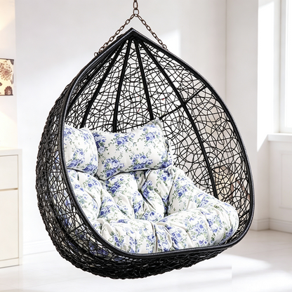 Blue Floral - Cushion Pad Seat Set High Quality For Double Hanging Basket Chair