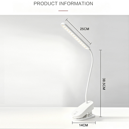 Rechargeable Clip-On LED Lamp USB Flexible Touch Control Desk Reading Light