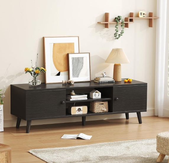 Entertainment Center with Storage  TV Stand for 55 60 Inch TV TV Console Bench