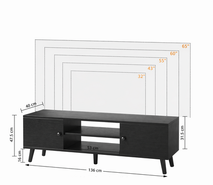 Entertainment Center with Storage  TV Stand for 55 60 Inch TV TV Console Bench