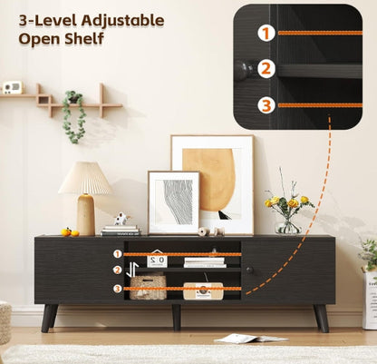 Entertainment Center with Storage  TV Stand for 55 60 Inch TV TV Console Bench