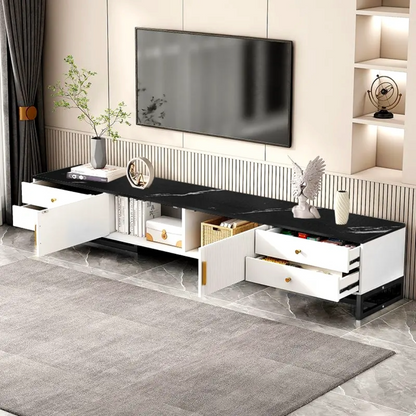Unique Entertainment Unit TV Cabinet Console Table (Black and White)