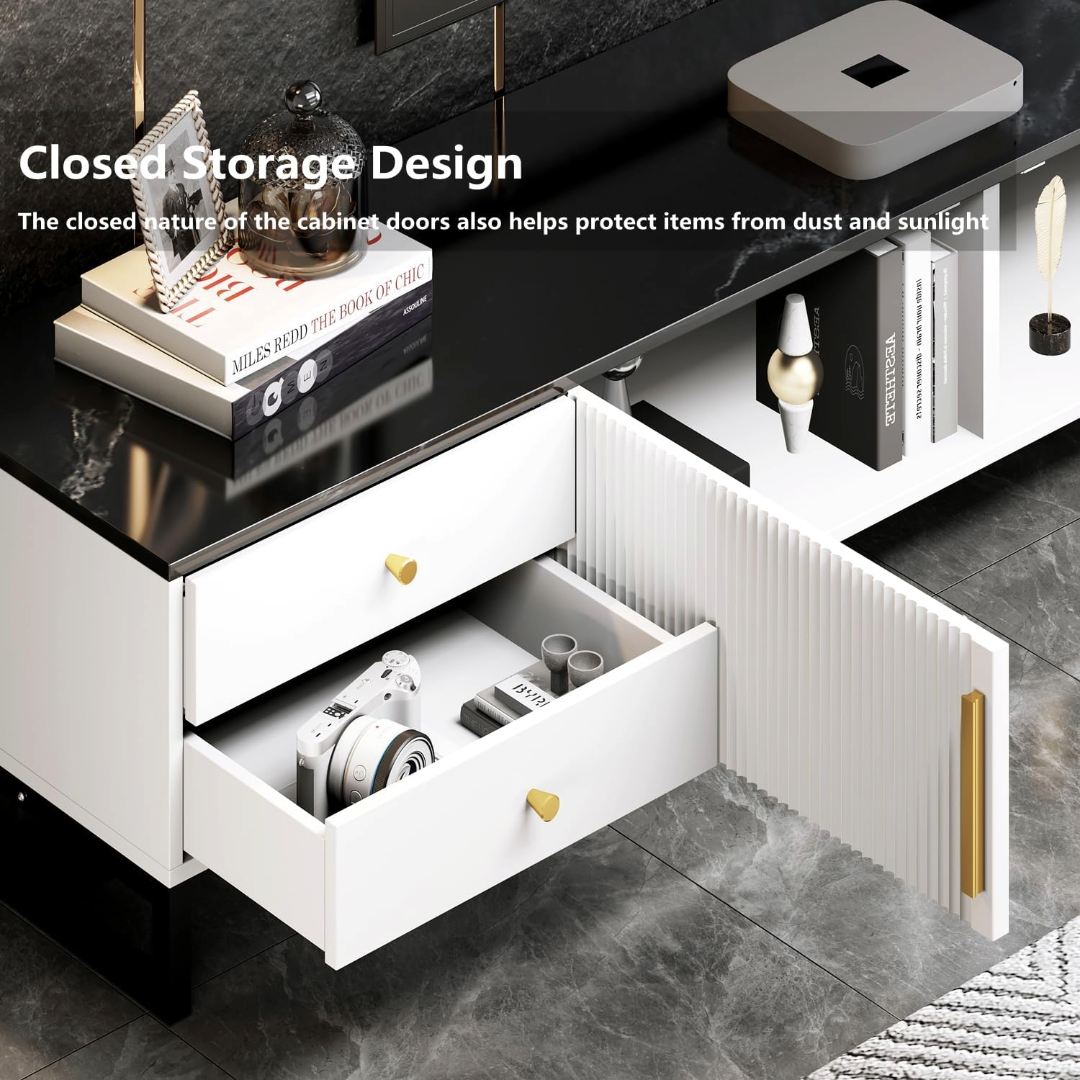 Unique Entertainment Unit TV Cabinet Console Table (Black and White)