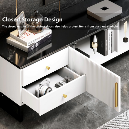 Unique Entertainment Unit TV Cabinet Console Table (Black and White)