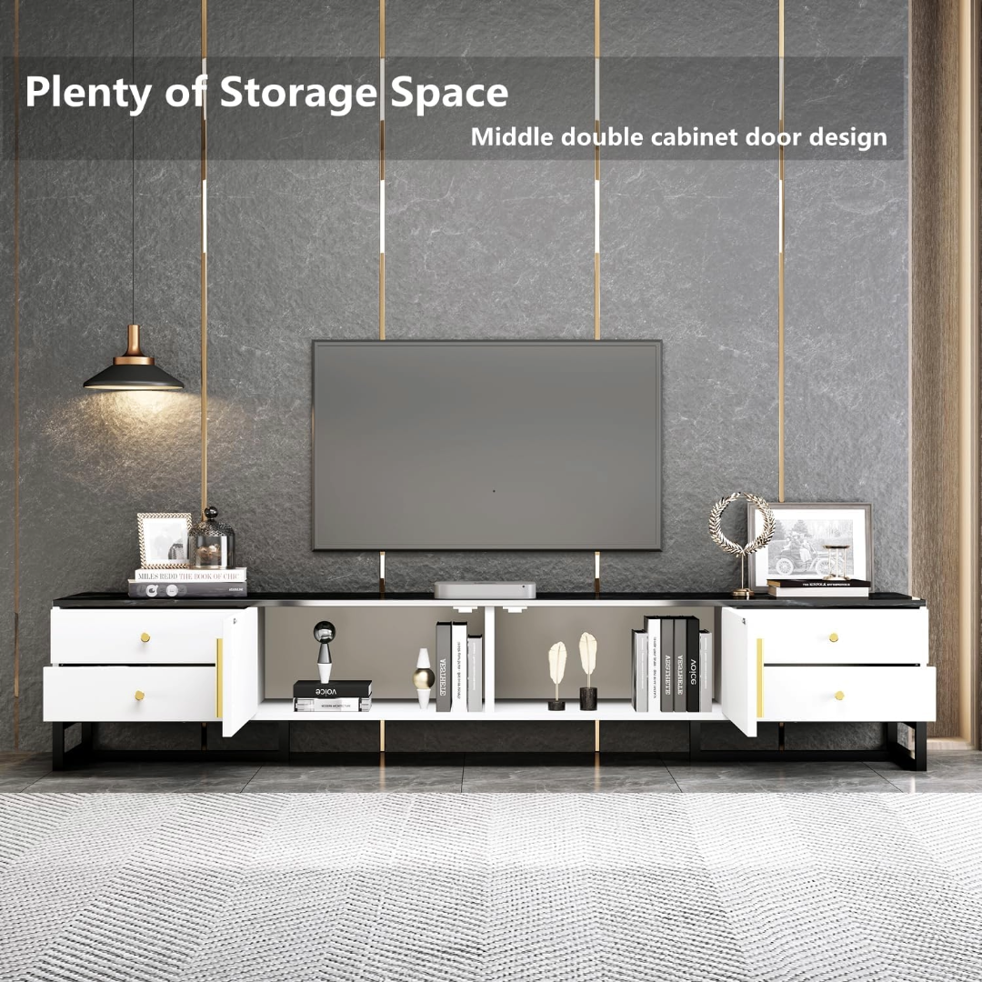 Unique Entertainment Unit TV Cabinet Console Table (Black and White)