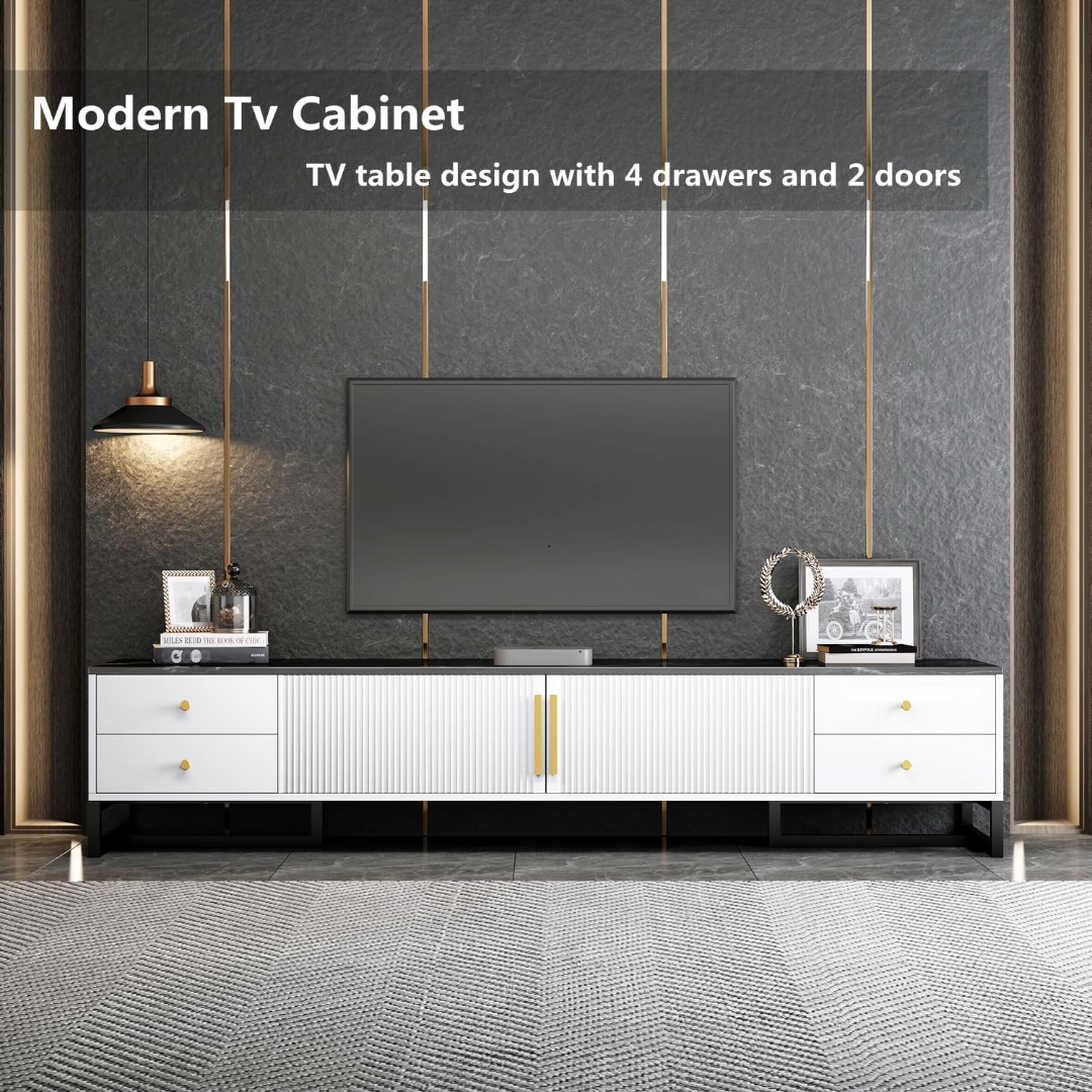 Unique Entertainment Unit TV Cabinet Console Table (Black and White)