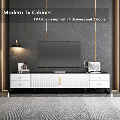 Unique Entertainment Unit TV Cabinet Console Table (Black and White)
