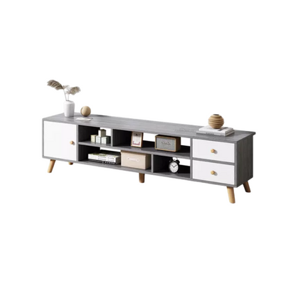 Wooden Living Room TV Cabinet Consoles Cabinet Entertainment Unit (Grey)