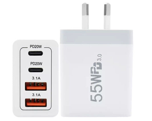 55W DUAL USB C PD Fast Charging Wall USB C Charger Power Adapter Type C