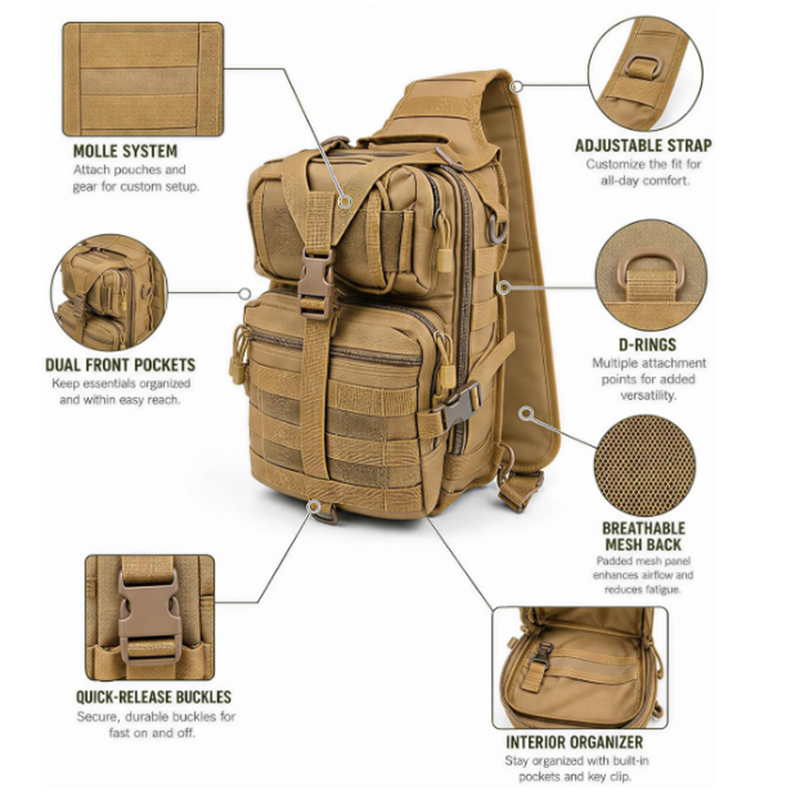 Tactical Sling Bag Pack Shoulder Sling Backpack
