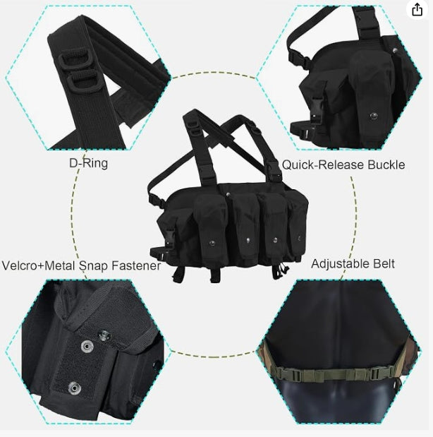 Outdoor Tactical Chest Rig Adjustable Tactical Outdoor Hunting Chest Rig