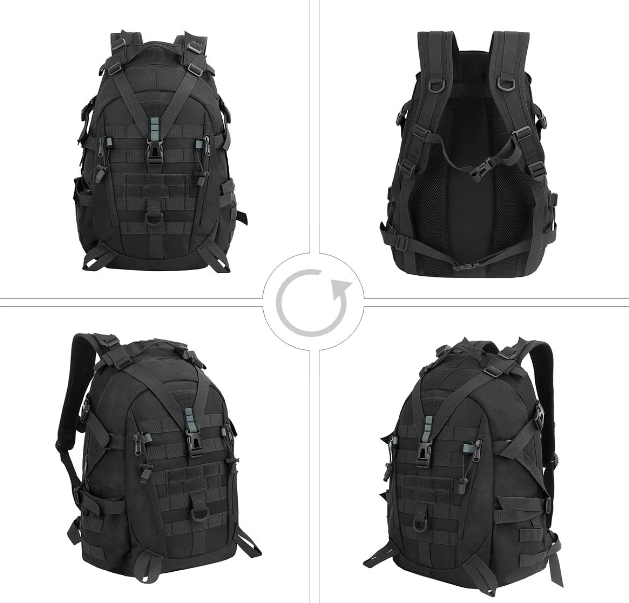 Tactical Motorcycle Backpack For Men Military 30L Travel Hiking Set C Black