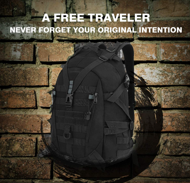 Tactical Motorcycle Backpack For Men Military 30L Travel Hiking Set C Black