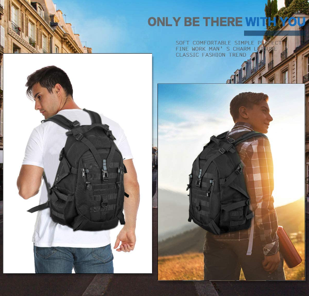 Tactical Motorcycle Backpack For Men Military 30L Travel Hiking Set C Black