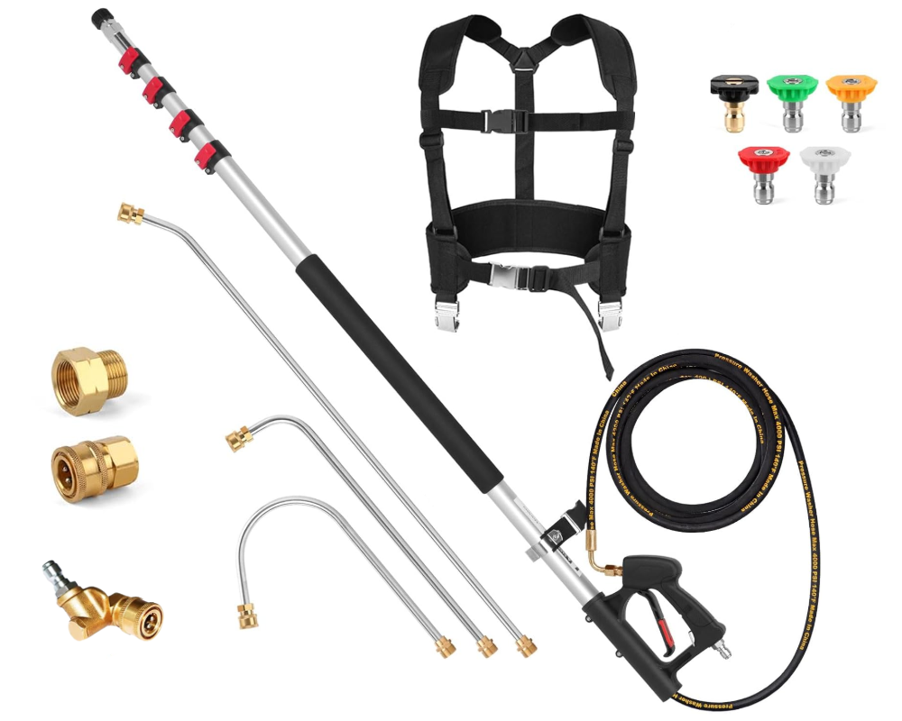 Telescoping Pressure Washer 7.3m Pole with Harness
