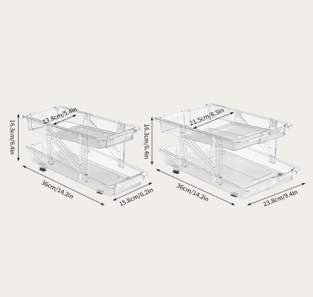2PC Infinite Telescopic Beverage Storage Box, Two-Tier Automatic Rolling Soda Can Storage Organizer
