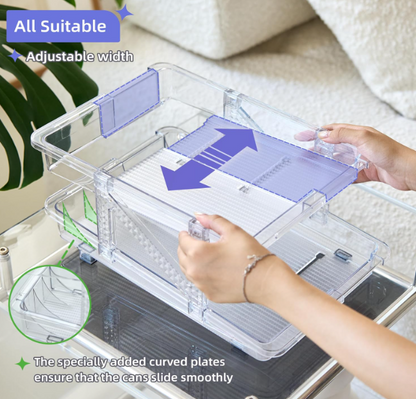2PC Infinite Telescopic Beverage Storage Box, Two-Tier Automatic Rolling Soda Can Storage Organizer
