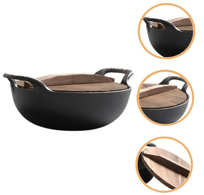 Cast Iron Uncoated Pan Cooking Pot for Family Outdoor Picnic Cookware Camping Pot