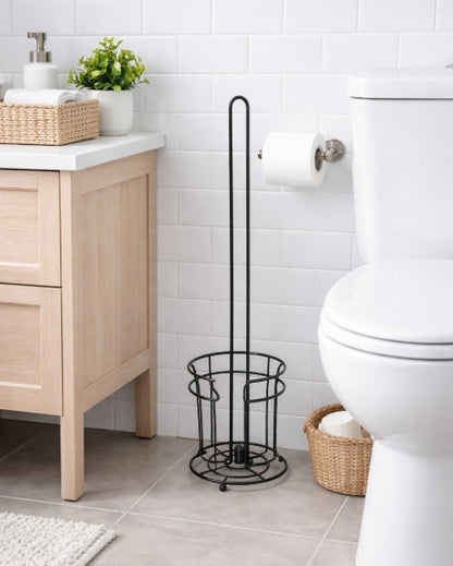 Rust Resistant Toilet Roll Holder with Base Black Onyx