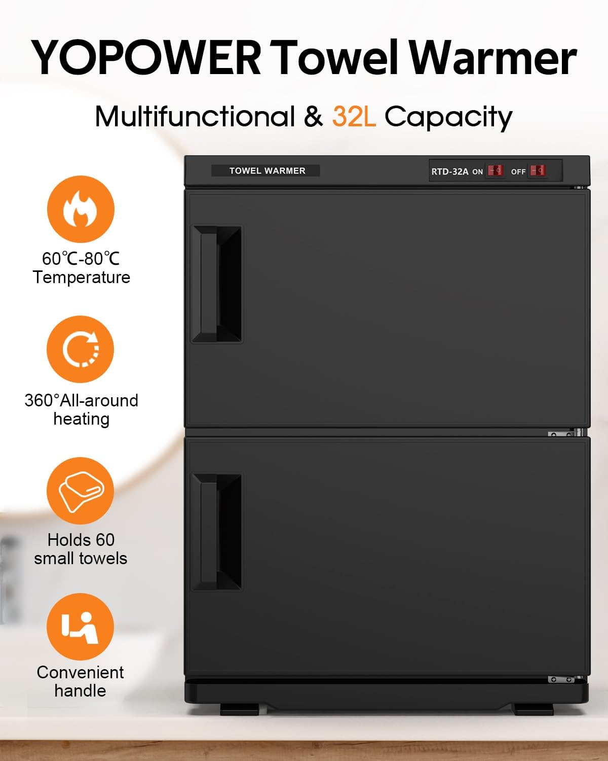 Towel Warmer Sterilizer Black 32L