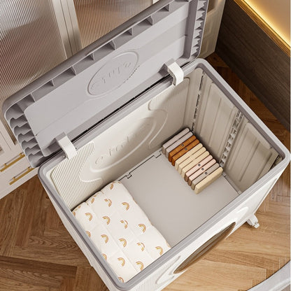 150L Foldable Clothes Storage Box Sturdy Plastic Storage Bin With Lid And Wheels