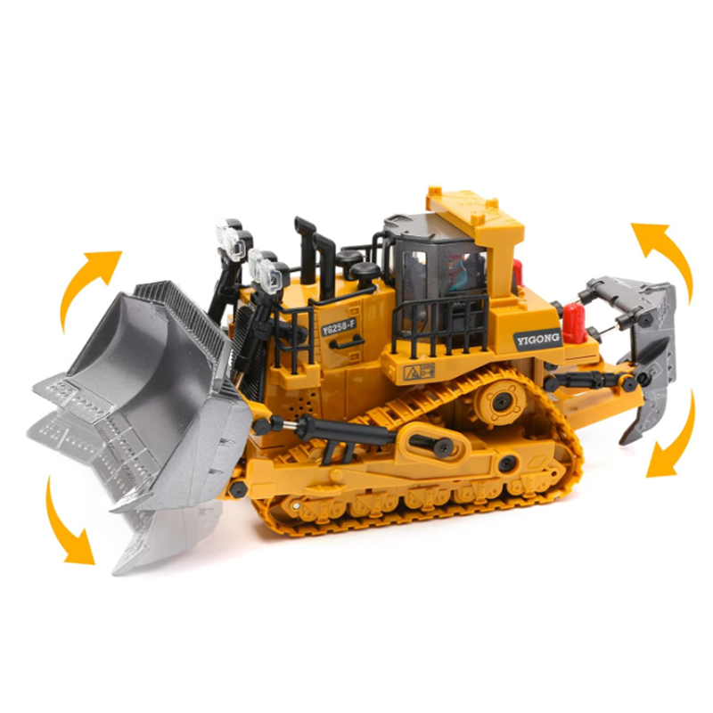 Toy Boys Construction Vehicle Toys Birthday Gifts Ideas With Light Sound Metal Shovel Ripper Dozer Front Loader Toy 9 Channel 2.4Ghz Gift