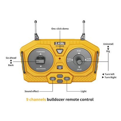 Toy Boys Construction Vehicle Toys Birthday Gifts Ideas With Light Sound Metal Shovel Ripper Dozer Front Loader Toy 9 Channel 2.4Ghz Gift