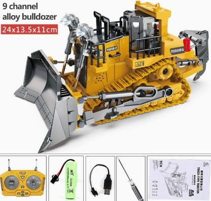 Toy Boys Construction Vehicle Toys Birthday Gifts Ideas With Light Sound Metal Shovel Ripper Dozer Front Loader Toy 9 Channel 2.4Ghz Gift