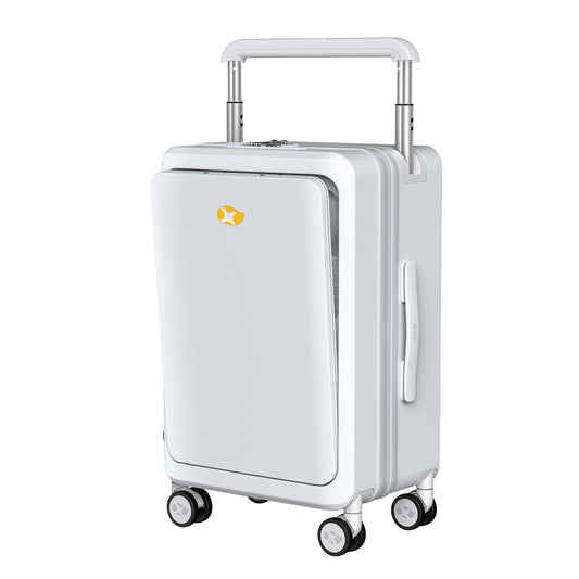 White Hard Shell Carry On Luggage & Suitcase With Charger and Laptop Compartment |  Travo One Access | 56 cm