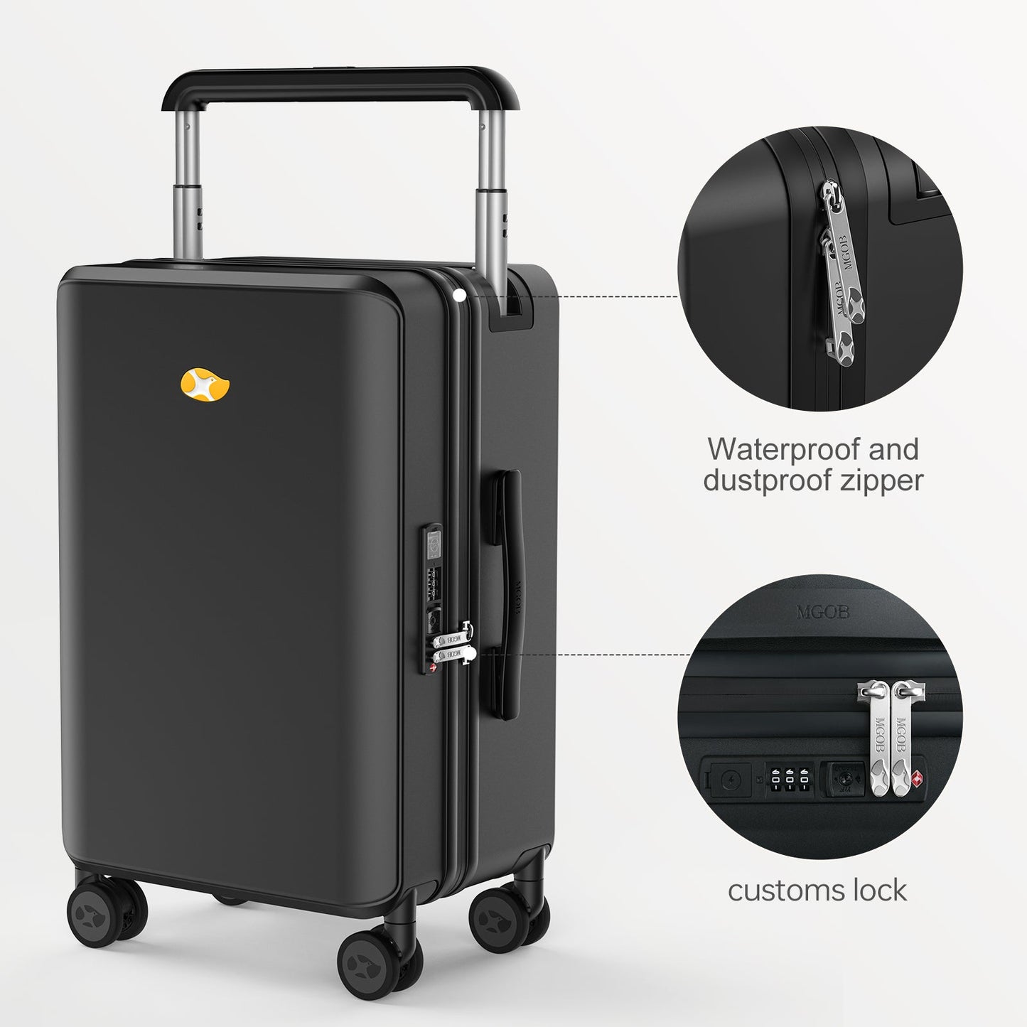 Black Spinner Carry On Luggage - Hard Shell Hand Cabin Suitcase |  Travo One | 56 cm