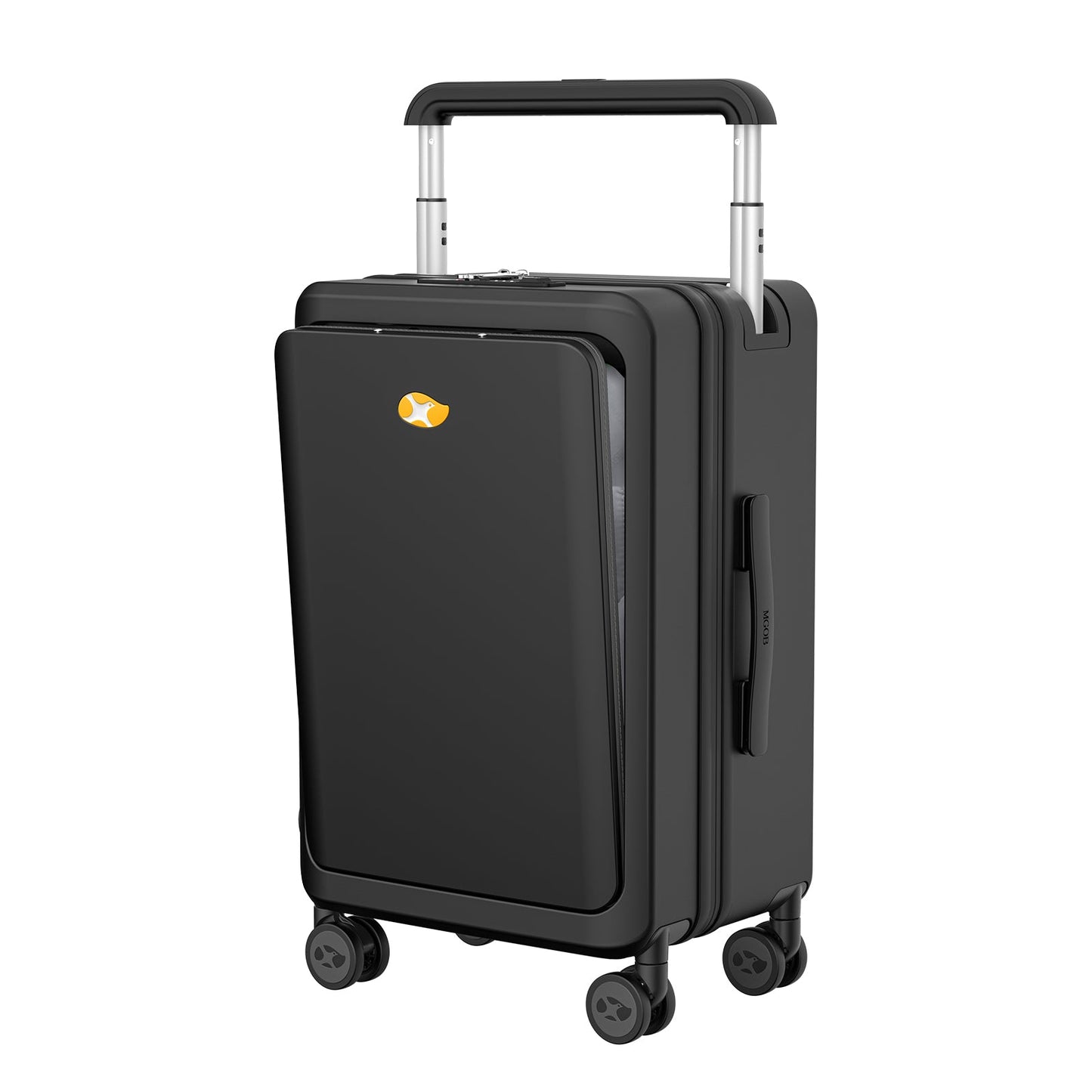 Black Hard Shell Carry On Luggage & Suitcase With Laptop Pocket and USB Charger | Travo One Access | 56 cm