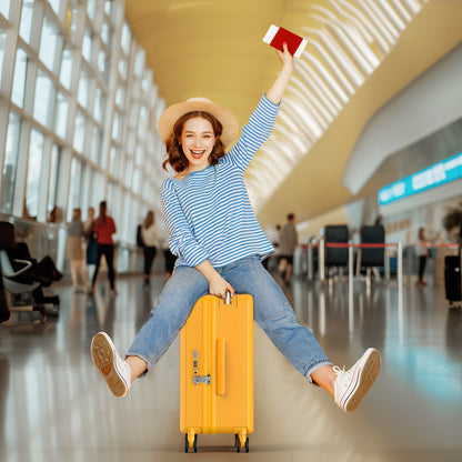 Carry On Luggage & Hard Shell Spinner Cabin Suitcase | Travo One | Mango Yellow | 56 cm