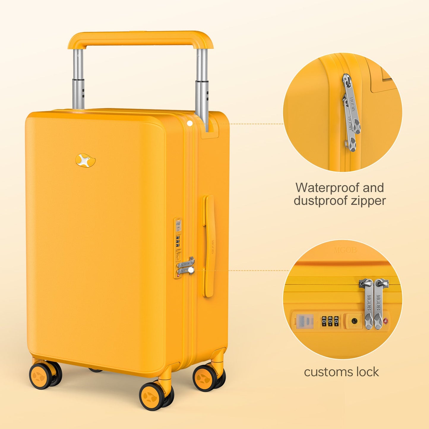 Carry On Luggage & Hard Shell Spinner Cabin Suitcase | Travo One | Mango Yellow | 56 cm