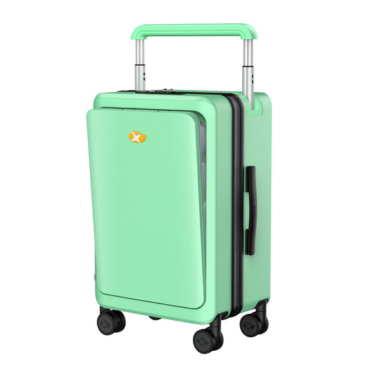 Hard Shell Carry On Luggage & Suitcase With Laptop Compartment  and USB Charger | Travo One Access | Mint Green | 56 cm